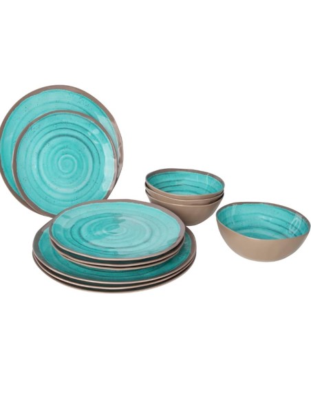 Halo Aqua melamine dinnerware 12 pieces. Bo-Camp
