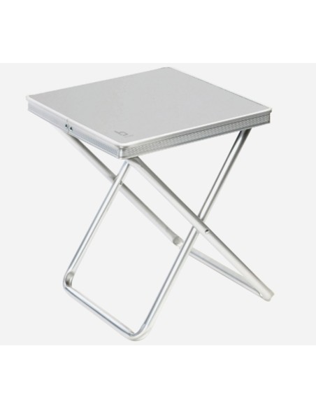 Tabouret pliant + table grise. Bo-Camp
