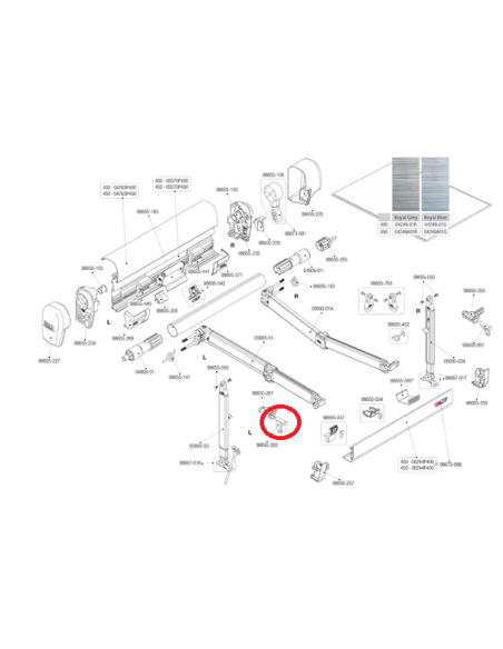 Kit codo de pata izq toldo Fiamma F45 TIL/ F45 L