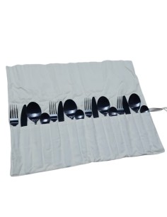 Juego de cubiertos acero inoxidable 16 piezas negro con funda