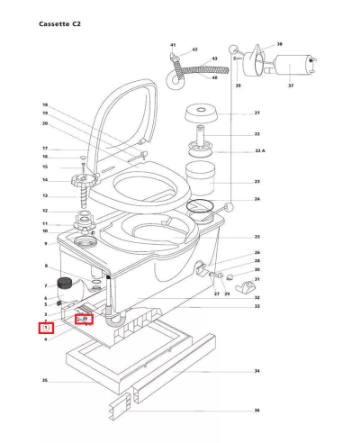 Toilet retention spring C2/C3/C4
