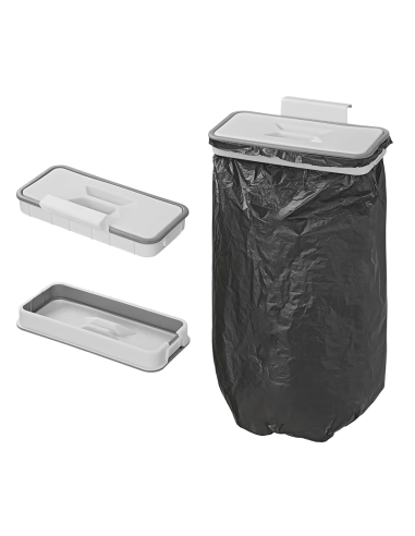 Soporte para bolsa de basura con tapa para montaje en puerta