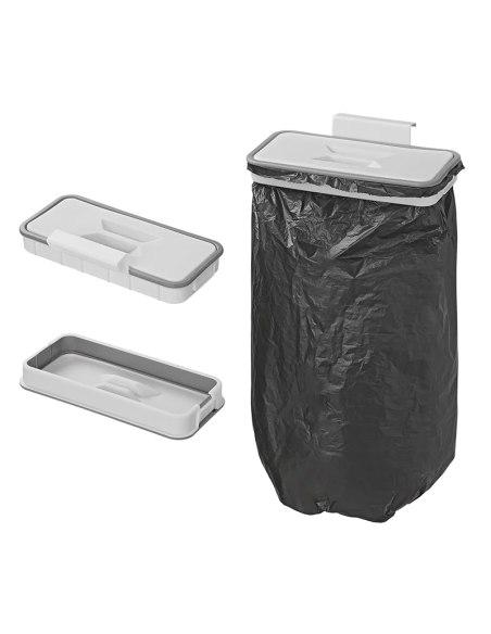 Soporte para bolsa de basura con tapa para montaje en puerta