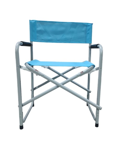 Silla director azul de acero plegable Silla director azul de acero plegable