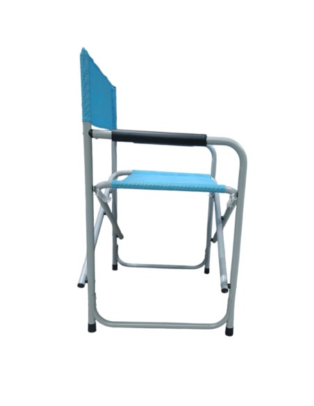 Silla director azul de acero plegable Silla director azul de acero plegable