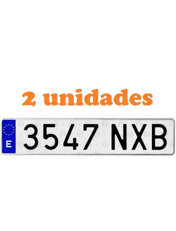 2x Placas matrículas aluminio. Coche. Larga