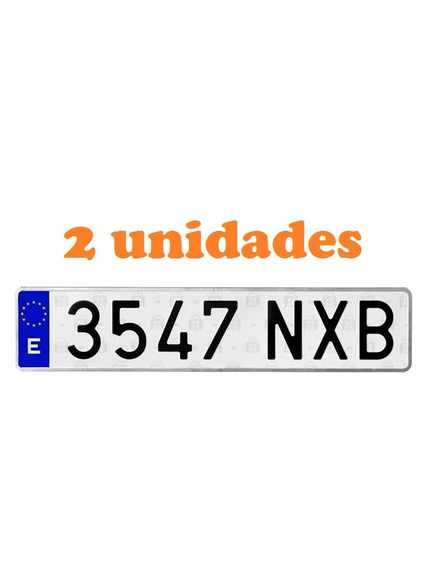 2x Placas de matrícula em alumínio. Carro. Longa