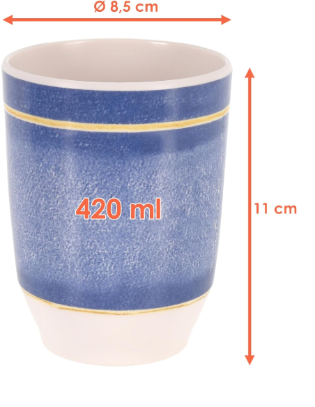 Set di stoviglie in melamina da 12 pezzi - Per 4 persone bianco/blu