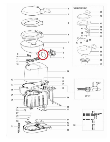 Pegatina Panel de Control WC Thetford C250