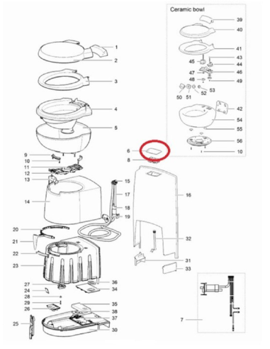 Pegatina Panel de Control WC Thetford C250