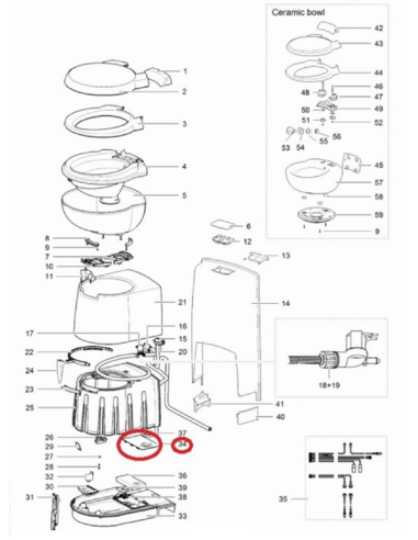 Placa de ventilación inodoro C250 Thetford 5073462