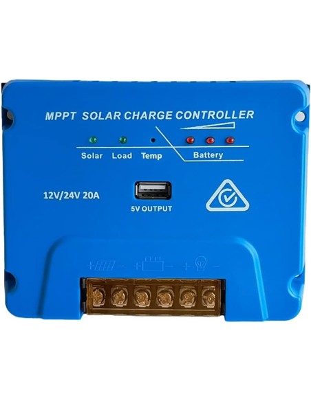 Controlador de carga solar MPPT automático de 12 V, 24 V / 20 A.