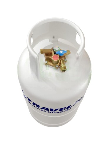 Botella de gas de aluminio GLP recargable 27 L con multiválvula (DE)
