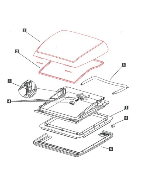 Manija botón pulsador de bloqueo Dometic para Mini Heki