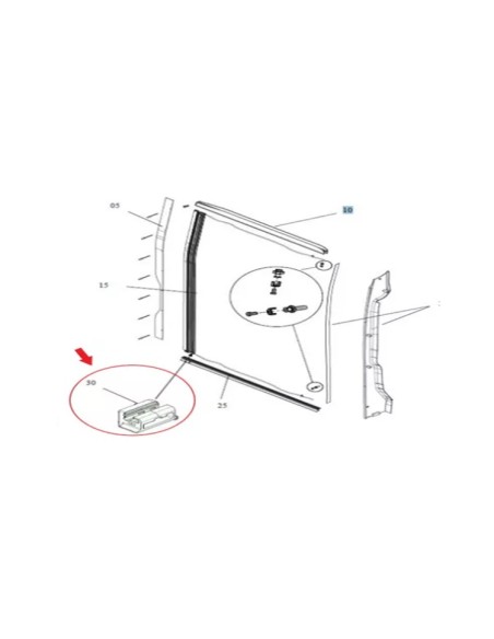 Terminal derecho de la mosquitera Dometic FT100/FT200.