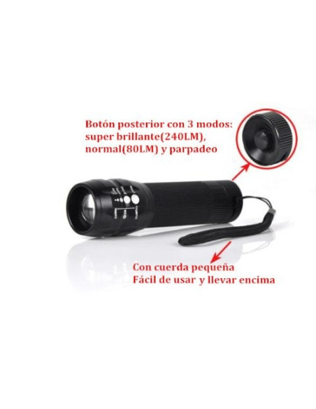 Linterna LED 3w Zoom + Pulsador para cazar Linterna LED 3w Zoom + Pulsador para cazar