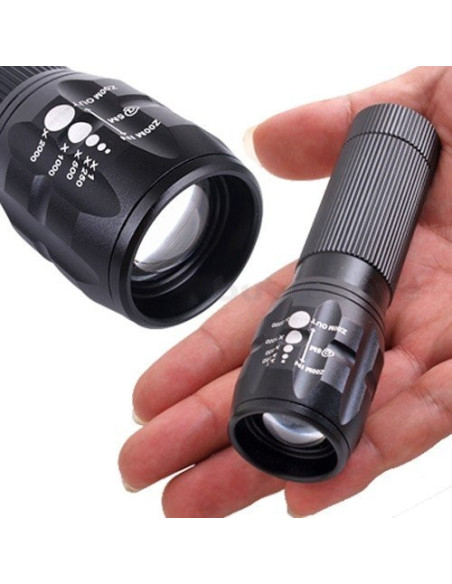 LED-Taschenlampe 3 W Zoom + Druckknopf für die Jagd