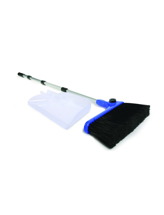 Broom and folding telescopic dustpan