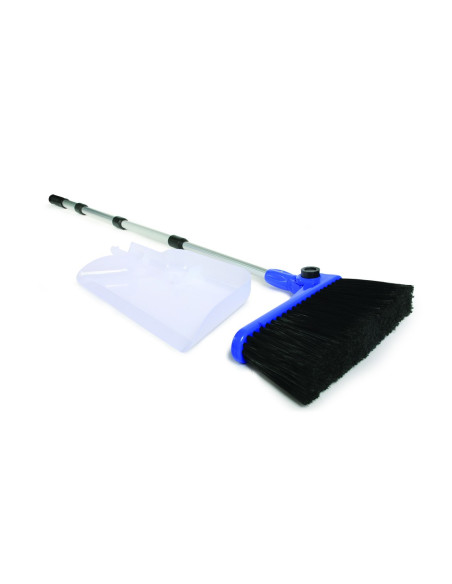 Broom and folding telescopic dustpan