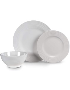 Juego de vajilla de melamina blanca Kampa Blanco de 12 piezas