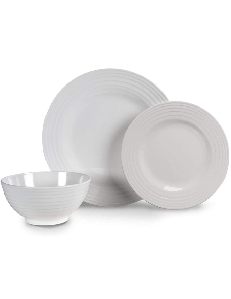 Set di stoviglie in melamina bianca Kampa Set da 12 pezzi bianco