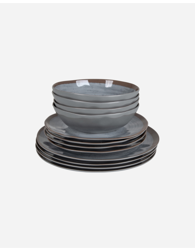 Halo Grey melamine tableware 12 pieces Bo-Camp