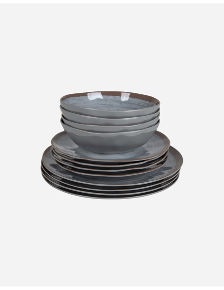 Halo Grey melamine tableware 12 pieces Bo-Camp