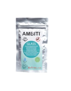 Detergente líquido Ambiti Glass para limpeza de para-brisas.