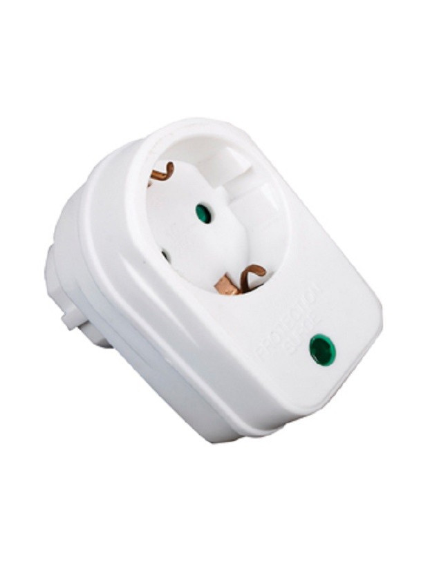Adaptador enchufe sobretensión, protección térmica.