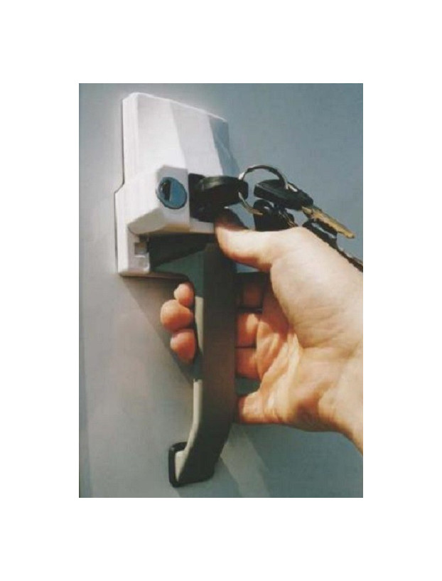 Serrure de porte serrure externe avec poignée. Type de point de vente. HeoSafe.