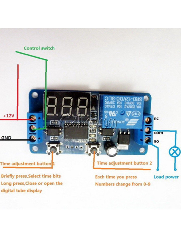 Minuterie numérique 12v. avec relais indépendant. 2 boutons. Automatisation. programmateur ou minuteur