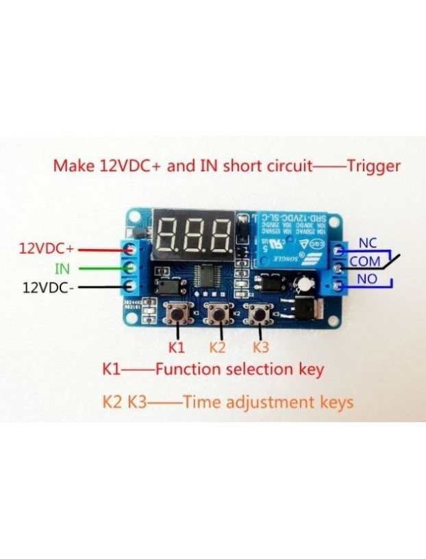 12v digital timer. with independent relay. 3 BUTTONS. Automation, scheduler or timer