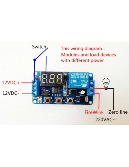 12v digital minutero. con relè indipendente. 3 BOTONES. Automazione, programmatore o timer