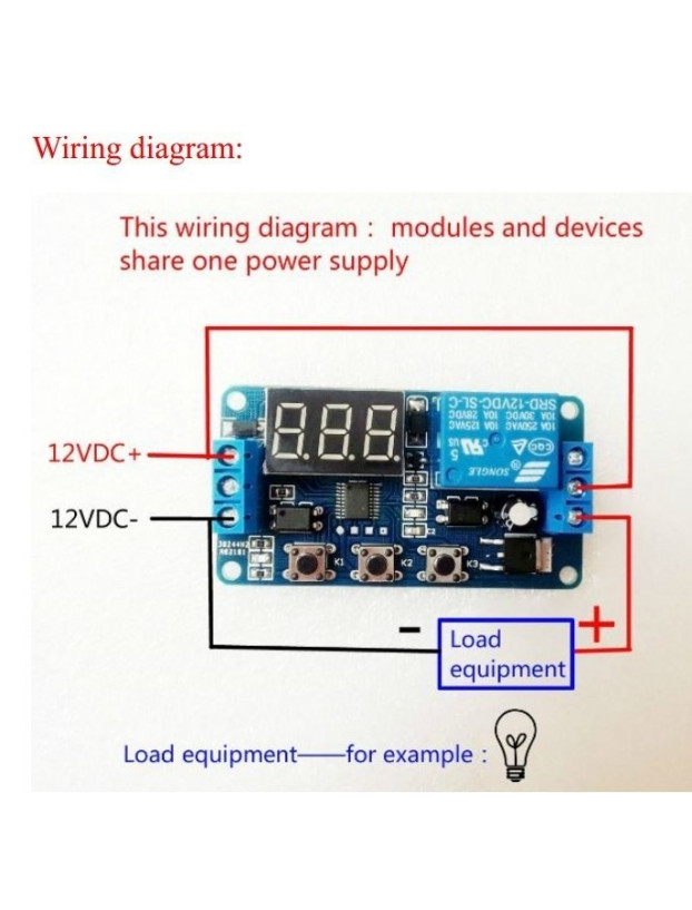 12v digital timer. with independent relay. 3 BUTTONS. Automation, scheduler or timer