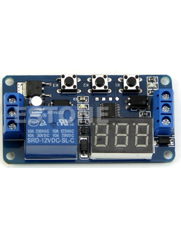 Minutero digital 12v. con relé independiente. 3 BOTONES. Automatización, programador o temporizador