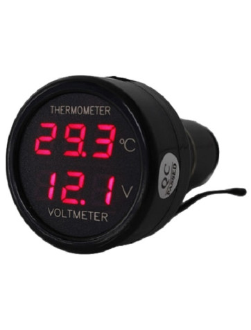 Voltímetro y Termómetro para mechero 12v