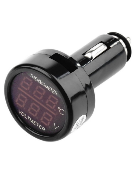Voltímetro y Termómetro para mechero 12v