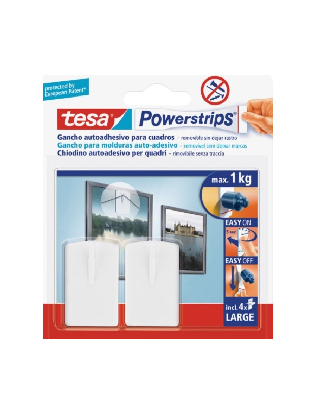 Ganchos autoadhesivos para cuadros Powerstrips Tesa