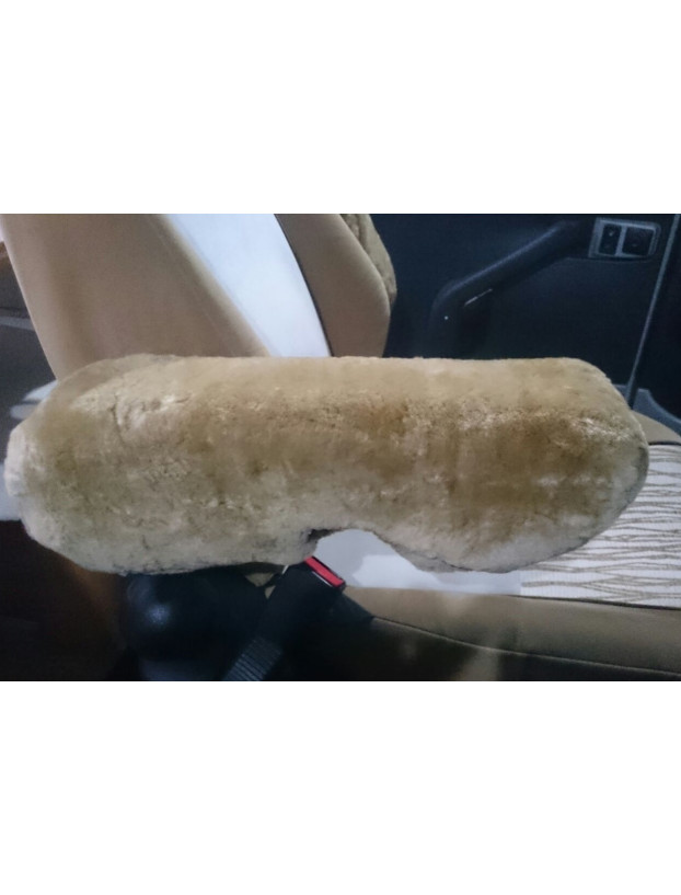 Armlehnenbezug aus beigefarbener Wollimitat x2.