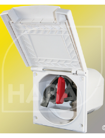 Boîtier externe avec clé de coupure pour batterie.