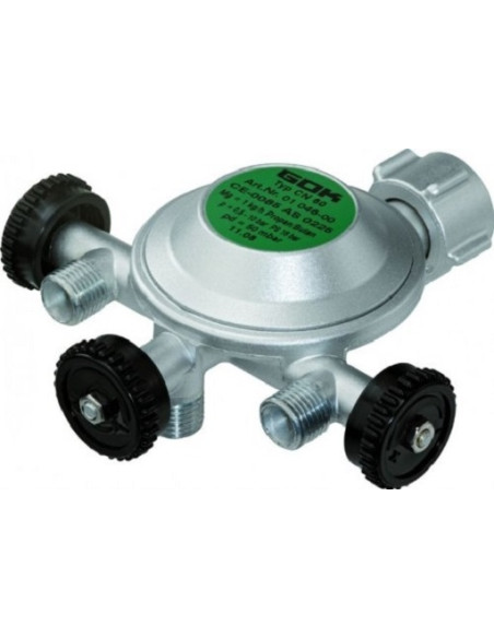 Pressure regulator with 3 outlets. 50mbar Pressure regulator with 3 outlets. 50mbar