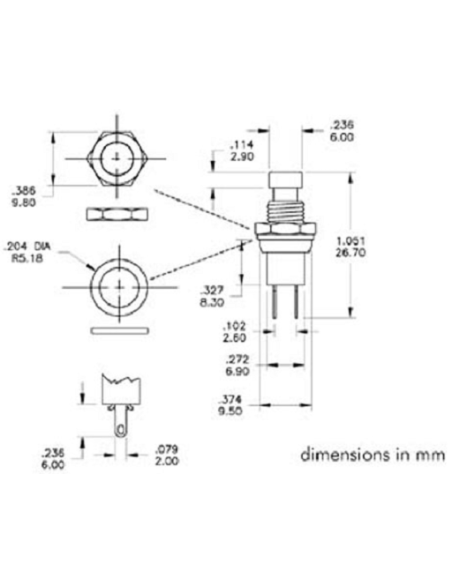 Black Normally Open Panel Push Button Black Normally Open Panel Push Button