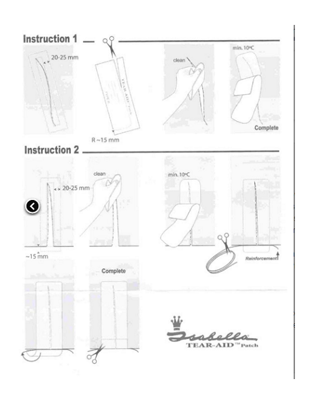 Kit de réparation pour toit et store en polyester