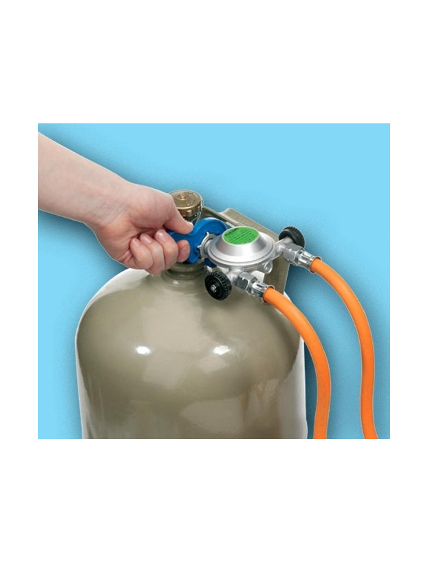 Régulateur de pression butane/propane à 2 sorties. 50 mbar