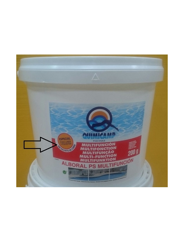 Cloro Multifunción Quimicamp pastillas 5kg. Sin sulfato de cobre LINER.