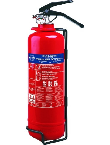 2 kg di estintore in polvere con supporto