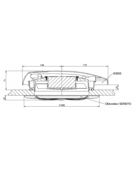 Estratto del soffitto aerodinamico siroco con coperchio ABS 3003 12V