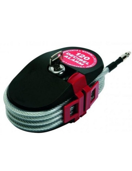 Alarma acústica con cable cerrojo antirrobo de 2.40 metros y altavoz de 120 dB Alarma acústica con cable cerrojo antirrobo de 2.40 metros y altavoz de 120 dB