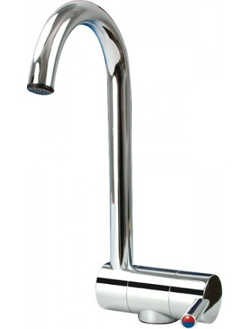 Single lever curved high spout swivel tap