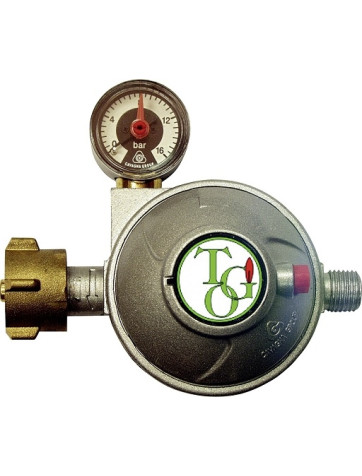 Regulador de gas con válvula de seguridad y manómetro (1,5 kg / h)
